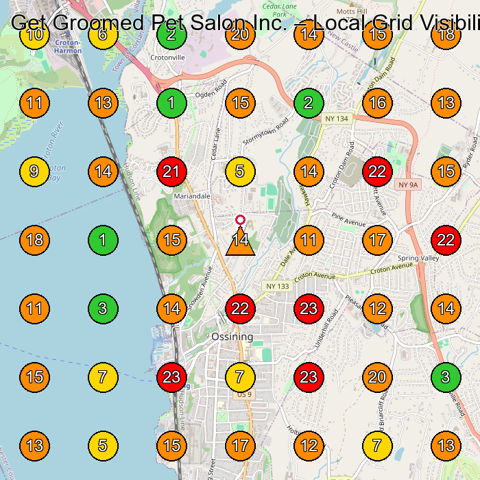 Get Groomed Pet Salon Inc. Pet Groomer GeoGrid ranking map for Ossining NY
